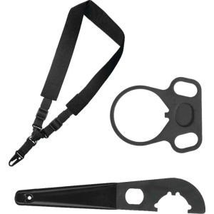 Outdoor Connection SPTK128408 A-Tac Sling 2 W Single-Point Black Elastic Webbing for Rifle/Shotgun Includes Adapter & Wrench