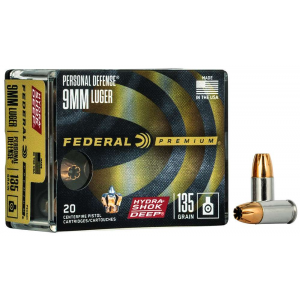 Federal P9HSD1 Premium Personal Defense 9mm Luger 135 gr Hydra-Shok Deep Hollow Point 20 Bx/ 10 Cs