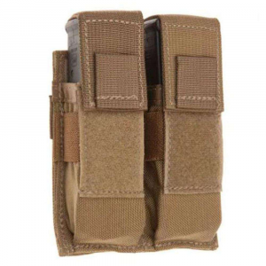 TACSHIELD (MILITARY PROD) T3602CY Universal Double Pistol Mag Pouch Coyote 1000D Nylon