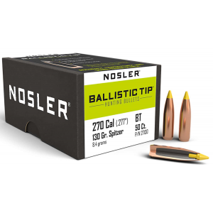 Nosler 27130 Ballistic Tip Hunting 270 Caliber .277 130 GR Spitzer 50 Per Box
