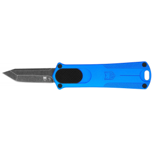 CobraTec Knives CALI952BLUTNS California 952 *CA Compliant 1.75 OTF Tanto Plain Black Stonewashed D2 Steel Blade, 3 Blue Anodized Aluminum Handle
