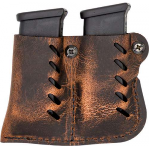 Versacarry 72221 Double Adjustable Single Stack Mag Pouch Belt fits Glock Distressed Brown Buffalo Leather