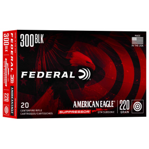 Federal AE300BLKSUP2 American Eagle Suppressor 300 Blackout 220 gr Open Tip Match (OTM) 20 Bx/ 25 Cs