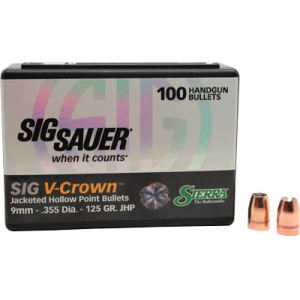 Sierra V-Crown 9mm Ammunition .355 125gr JHP