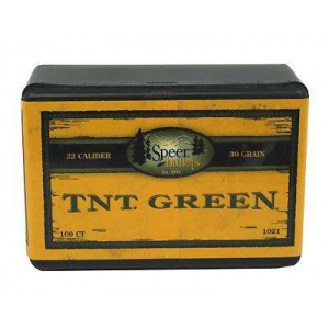 Speer 1021 TNT Green Rifle .22 Cal .224 30 gr Jacketed Hollow Point (JHP) 100 Per Box