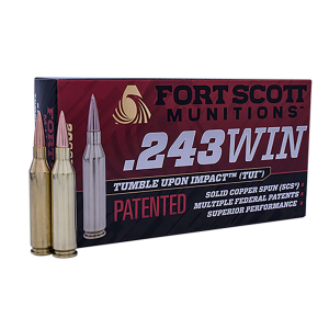 Fort Scott Munitions 243 WIN 58 gr SCS Tumble Upon Impact (TUI) 20rd Box
