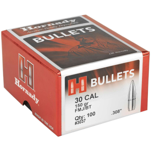 Hornady 3037 Traditional Rifle 30 Cal .308 150 gr Full Metal Jacket Boat Tail (FMJBT) 100 Per Box