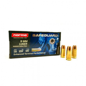 NORMA Safeguard Self Defence 9mm 115gr Jacketed Hollow Point 50 Bx / 20 Cs