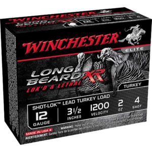 Winchester Ammo STLB12L4 Long Beard XR Shot-Lok 12 Gauge 3.5 2 oz 4 Shot 10 Bx/ 10 Cs