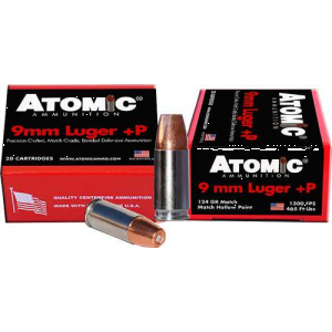 Atomic 00454 Pistol  9mm Luger +P 124 gr Bonded Match Hollow Point 20 Bx/ 10 Cs