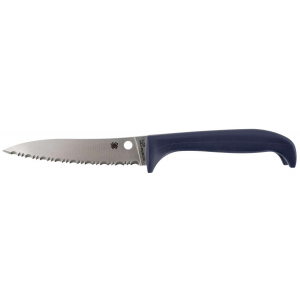 Spyderco K20SPR Counter Puppy 3.48 Fixed Serrated 7Cr17MoV SS Blade Purple Plastic Handle
