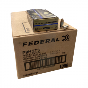 Federal Premium Law Enforcement 9mm +P 124gr HST JHP Ammunition 1000rd Case