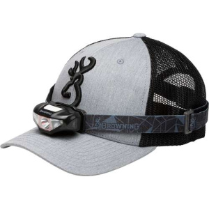 BROWNING CAP/HEADLAMP COMBO GRAY/BLK W/100 LUMEN LIGHT*