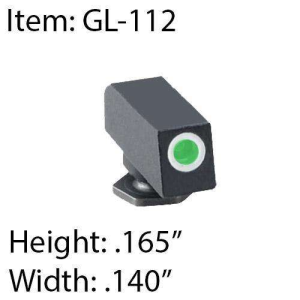 AMERIGLO GLOCK TRITIUM FRONT SIGHT ALL MODELS .165\ H X .140\ W GREEN WITH WHITE OUTLINE