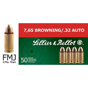 Sellier & Bellot SB32A Handgun  32 ACP 73 gr Full Metal Jacket (FMJ) 50 Bx/ 40 Cs