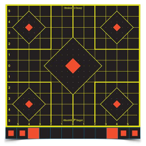 Birchwood Casey 34214 Shoot-N-C Sight-In Self-Adhesive Paper 12 5-Diamond Black Target Paper w/Black Target & Red/Yellow Accents 12 Per Pack