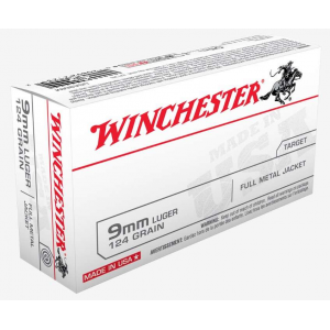 Winchester Ammo USA9MM USA  9mm Luger 124 gr Full Metal Jacket (FMJ) 50 Bx/ 10 Cs