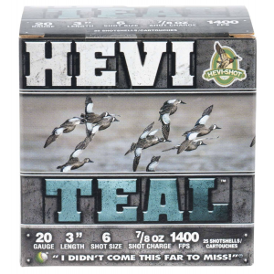 HEVISHOT 62006 Hevi-teal 20 Gauge 3 7/8 Oz 6 Shot Shotgun Ammunition 25rd Box
