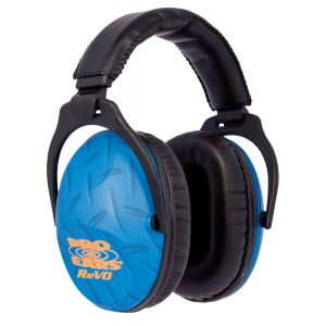 Pro Ears PE26UY010 Revo  26 dB youth Blue Diamond Plate Ear Cups w/Black Band & Orange Logo