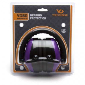 Pyramex VGPM8065C Venture Gear V80 Muff Foam 26 dB Over the Head Purple Ear Cups w/Black Band