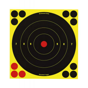 Birchwood Casey 34825 Shoot-N-C  Self-Adhesive Paper 8 Bullseye Yellow Target Paper w/Black Target & Red Accents 30 Per Pack