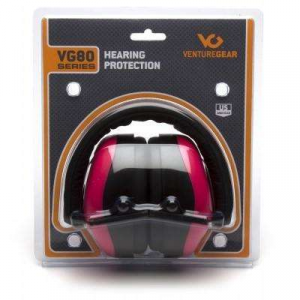 Pyramex VGPM8010PC Venture Gear V80 Muff Foam 26 dB Over the Head Pink Ear Cups w/Black Band