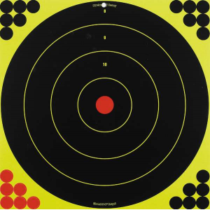 Birchwood Casey 34185 Shoot-N-C  Self-Adhesive Paper 17.25 Bullseye Yellow Target Paper w/Black Target & Red Accents 5 Per Pack