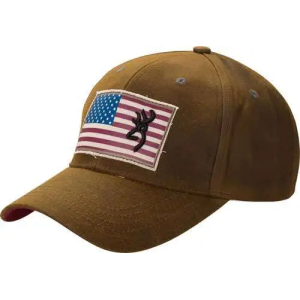 BG CAP LIBERTY WAX FLAG BUCK MARK LOGO DARK BROWN ADJSTBLE