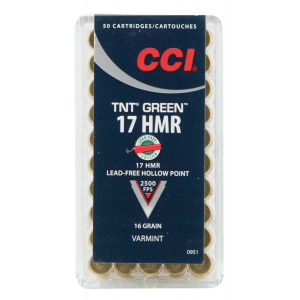 CCI 951 Varmint TNT Green 17 HMR 16 gr Hollow Point (HP) 50 Bx/ 40 Cs