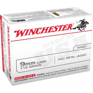 Winchester 9mm Luger 115gr FMJ 100 rounds