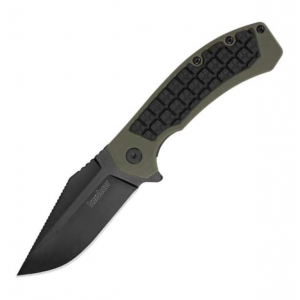 Kershaw 8760 Faultline  3 Plain Black Oxide 8Cr13MoV SS/FRN Black/OD Green Handle Folding