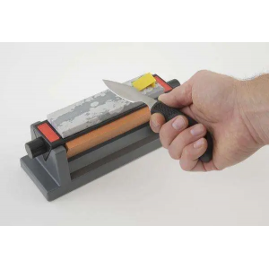 Smiths Products 51444 3-Stone Sharpening System 6 Fine/Medium/Coarse Synthetic, Arkansas, Sharpener Rubber Handle Gray