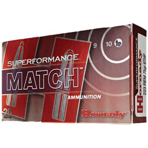 HORNADY Superformance.223 Remington 75 Grain Bthp Spf Match Ammo, 20 Rounds.