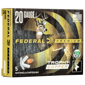 FEDERAL Premium Shotshell Amo 20ga 2-3/4 275gr Freight Train Copper Sabot Slug 5rd (10 Box Case)