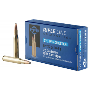 PPU PP2701 Standard Rifle  270 Win 130 gr Soft Point (SP) 20 Box