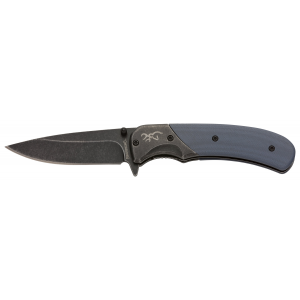 Browning The Range 2.75 Drop Point Plain Black Stonewash Blue Handle Folding Knife