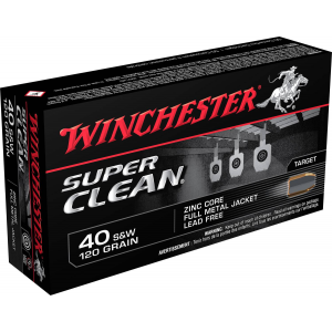 Winchester Ammo W40SWLF Super Clean  40 S&W 120 gr Full Metal Jacket (FMJ) 50 Bx/ 10 Cs
