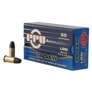 PPU PPH38SW Handgun 38 S&W 145 gr Lead Round Nose (LRN) 50 Bx/ 20 Cs
