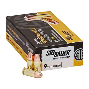 Sig Sauer Elite Ball 9mm Luger 124 gr Full Metal Jacket Ammunition (FMJ) 50 rd Box