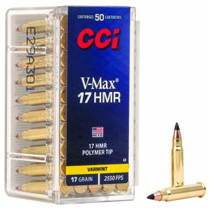 CCI 0049 Varmint 17 Hmr 17 Gr V-max Polymer Tip 50 Bx/ 40 Cs