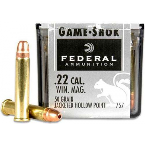 FEDERAL 757 Game-shok 22 Mag 50 Gr Jacketed Hollow Point (jhp) 50 Bx/ 60 Cs