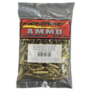 Lightning Ammo Reconditioned Ready to Load Brass .223 Rem Cal 100 Qty Bag