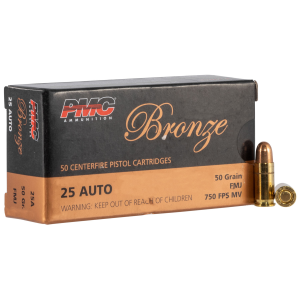 PMC 25a Bronze 25 Acp 50 Gr Full Metal Jacket (fmj) 50 Bx/ 20 Cs