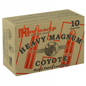 Hornady 86224 Heavy Magnum Coyote 12 Gauge 3 1 1/2 oz Nickel Plated 00 Buck Shot 10 Bx/ 10 Cs