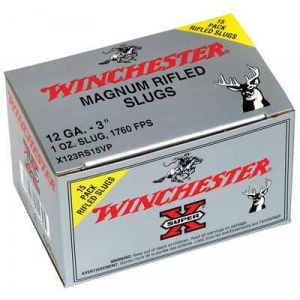 Winchester Ammo X123RS15VP Super-X Rifled Slug Hollow Point 12 Gauge 3 1 oz Slug Shot 15 Bx/ 10 Cs