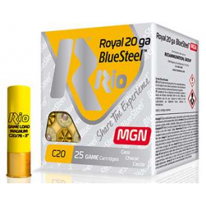 RIO AMMUNITION RBSM202 Royal BlueSteel Magnum 20 Gauge 3 1 oz 2 Shot 25 Bx/ 10 Cs