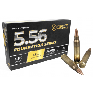 Federated Ordnance, 5.56 55gr FMJ Full Metal Jacket, New Brass Ammunition 20rd Box