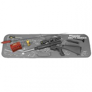 Wheeler 156824 AR-15 Maintenance Mat Delta Neoprene Top w/Rubber Back Gray w/White Logo & Picture 47 L x 20 W