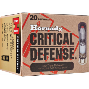Hornady 86238 Critical Defense 410 Gauge 2.5 Lead 2 Round Balls/1 Slug 35 Cal/41 Cal 20 Bx/ 10 Cs
