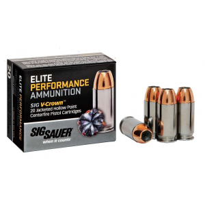 SIG Sauer E40sw120 Elite V-crown 40 S&w 165 Gr Jacketed Hollow Point (jhp) Pistol Ammunition 20rds/bx